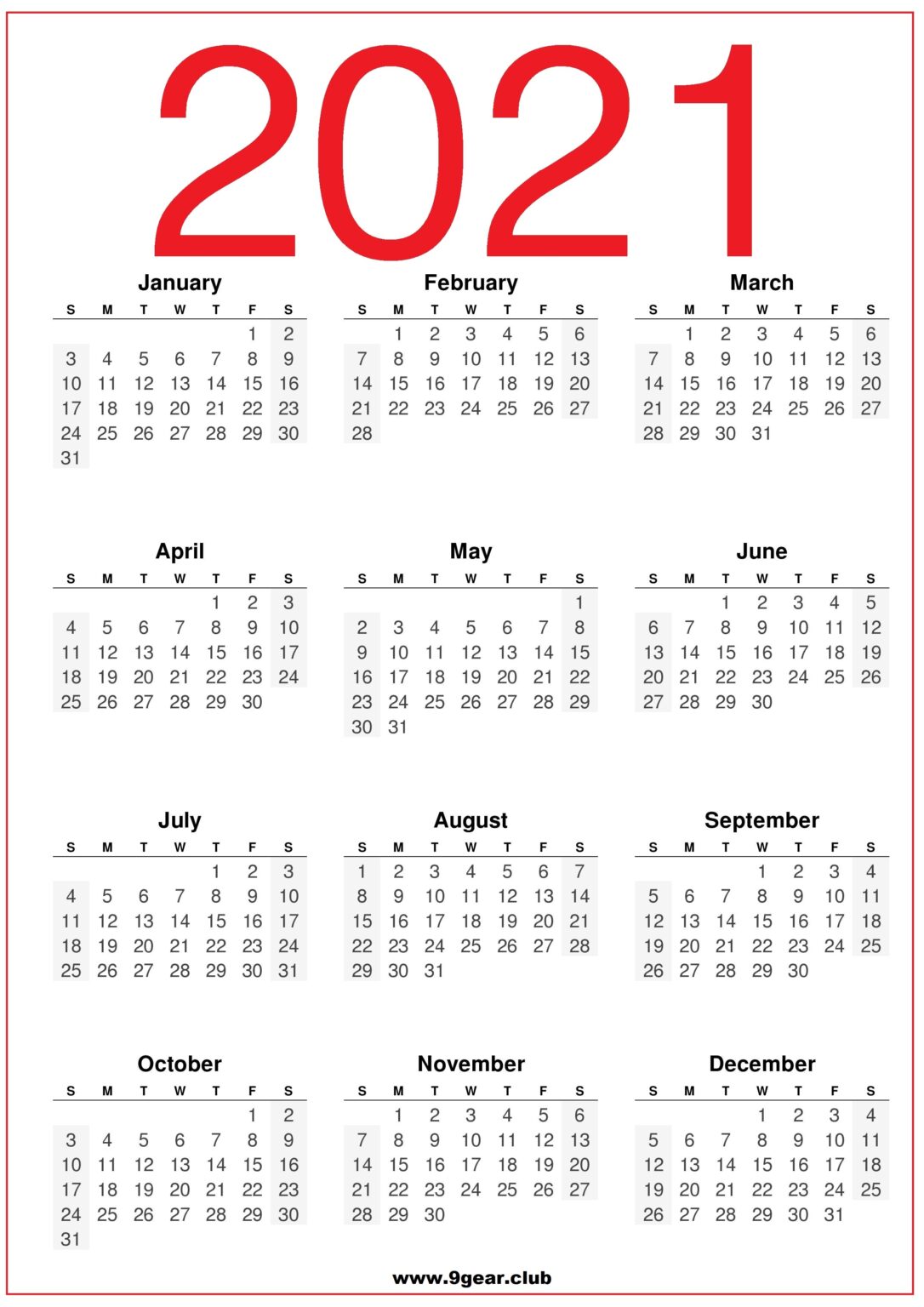 2021 Calendar United States HD print – Printable Calendars Free