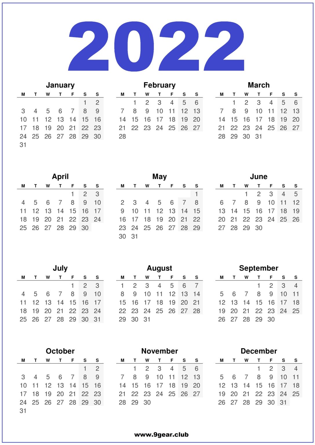 UK 2022 Free Printable Calendars Vertical – Printable Calendars Free