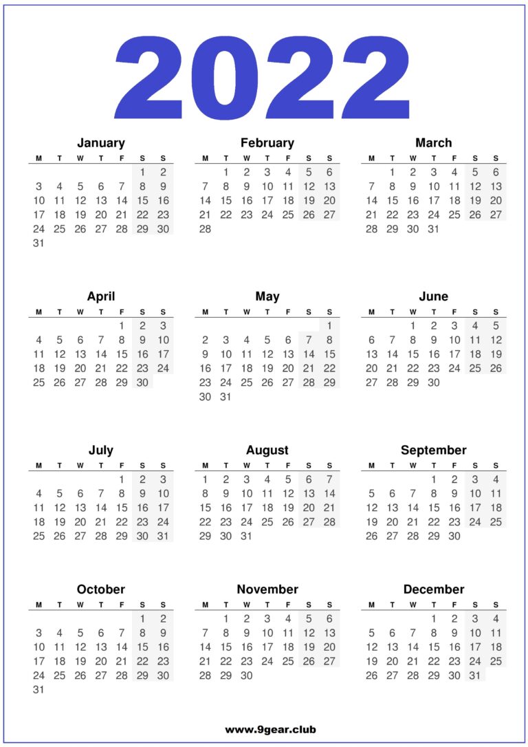 2022 calendar printable uk blue printable calendars 2022