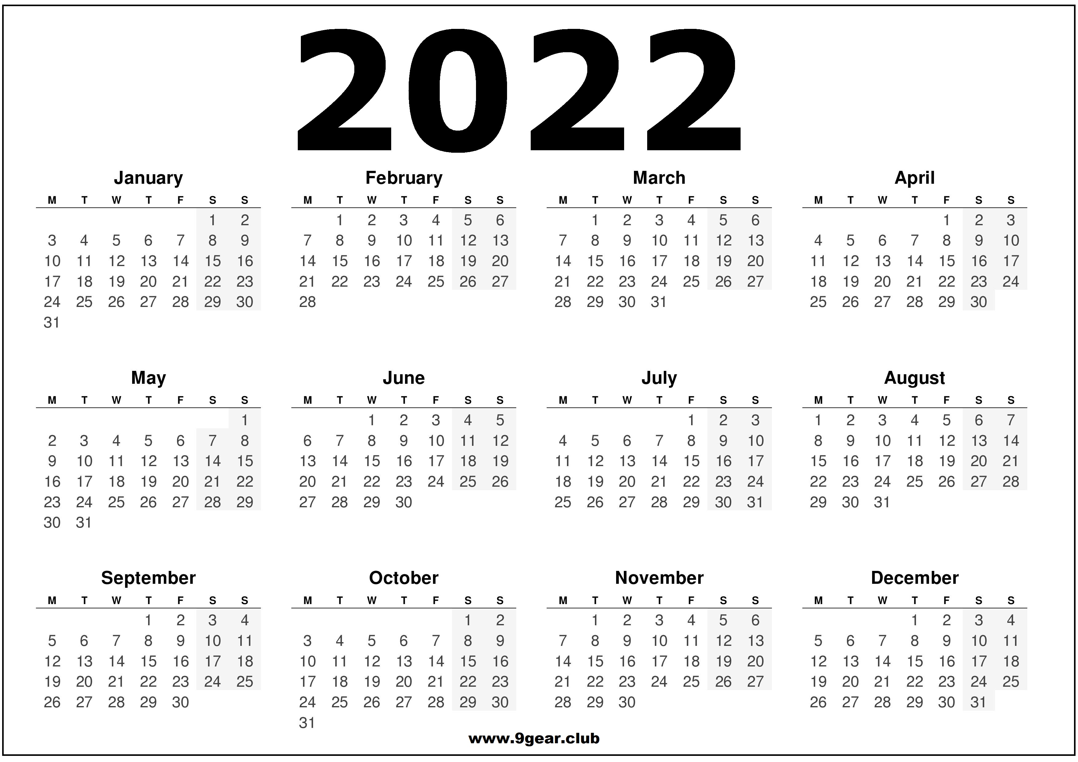 blank calendar 2022 printable