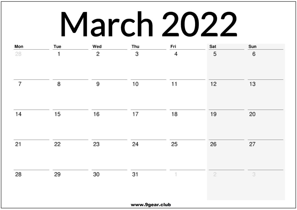 March 2022 UK Calendar Printable Printable Calendars