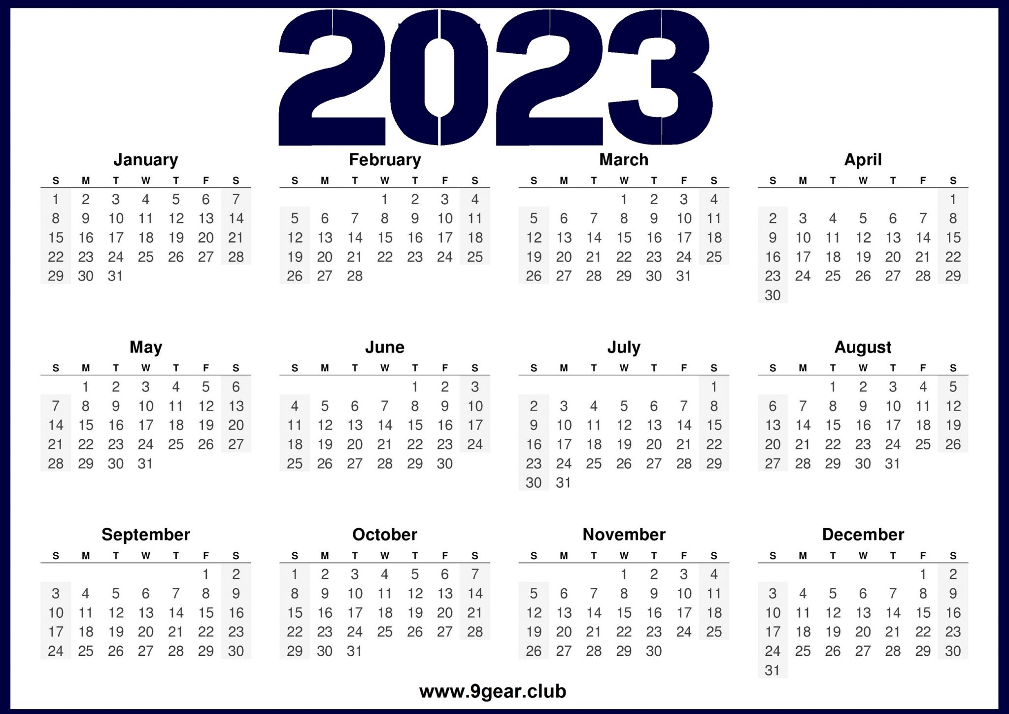 Year 2023 Free Calendar United States – Printable Calendars Free