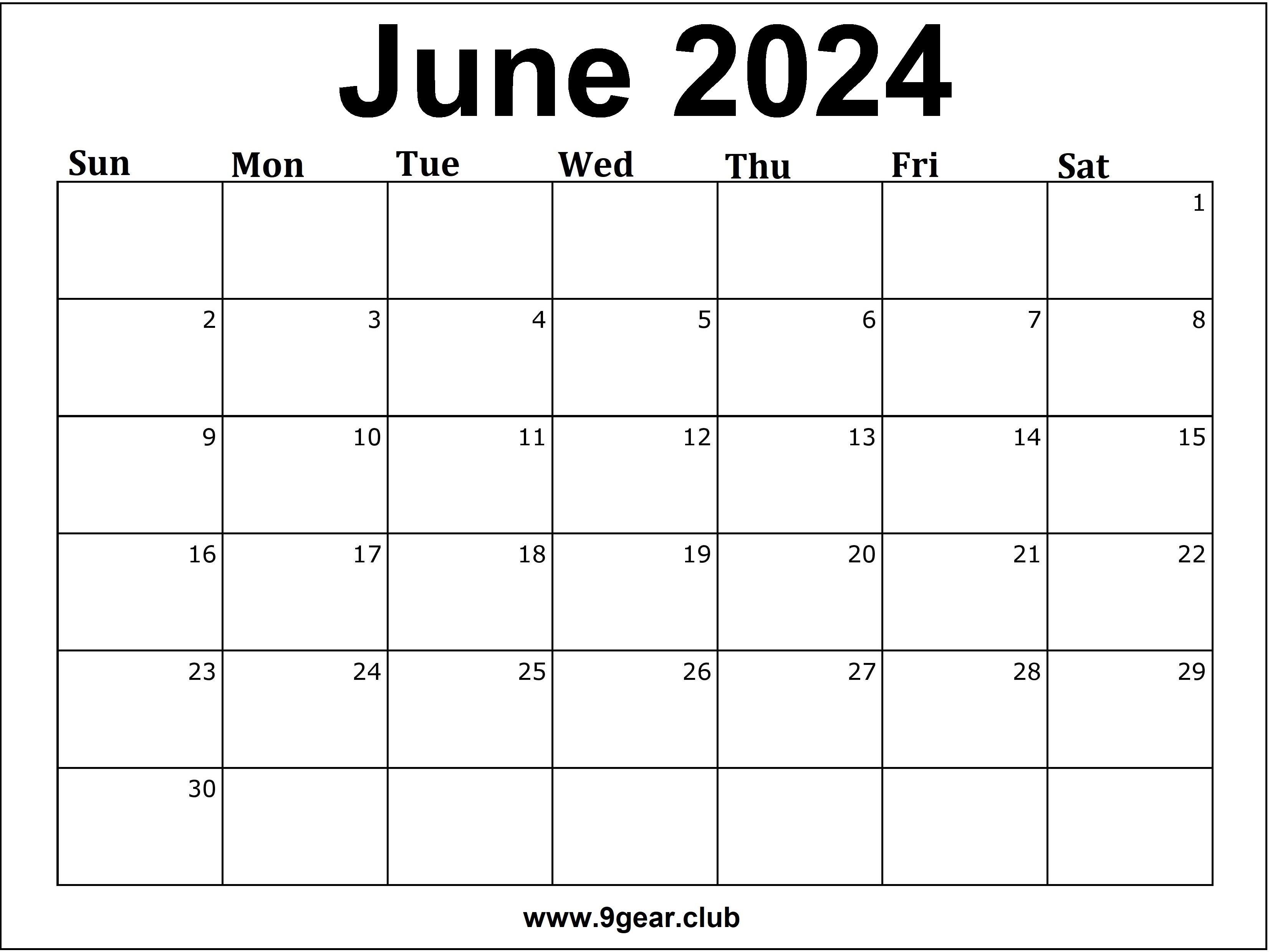 June 2024 Calendar Free Printable Editable Grid Hinda Latrena