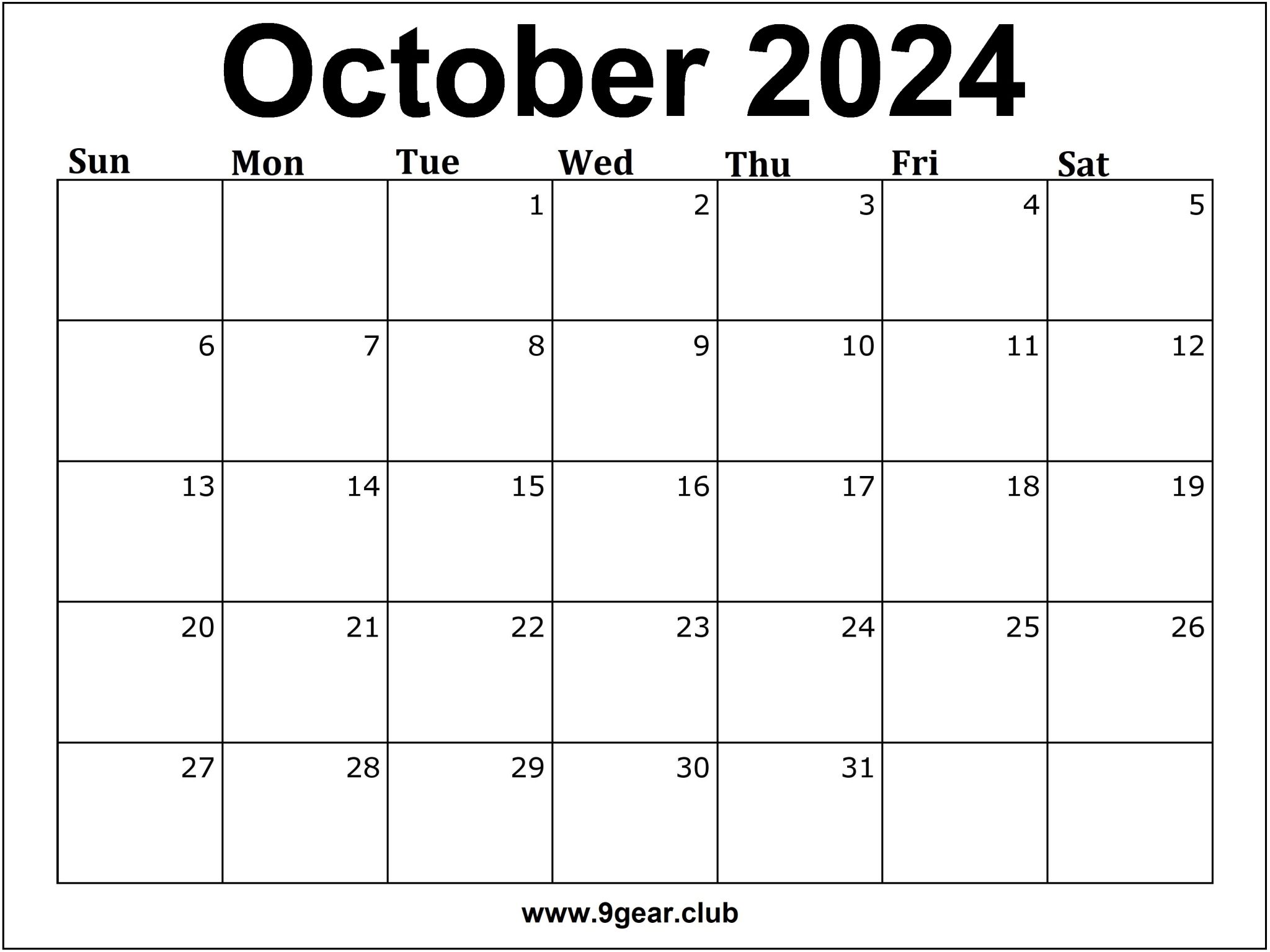 October 2024 Calendar US Printable Calendars Free